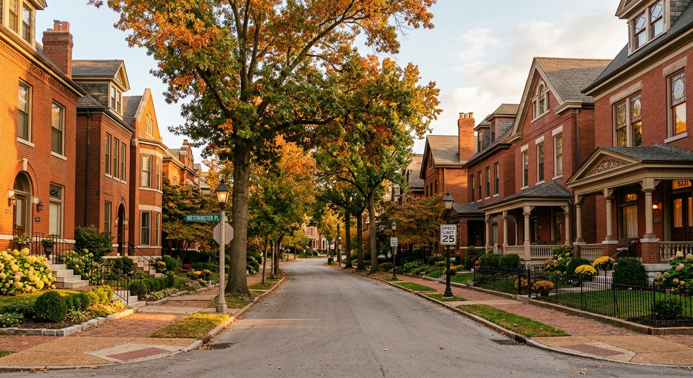 A welcoming residential street in Saint Louis, Missouri